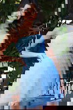 blue ruffled skirt strapless dress K45723