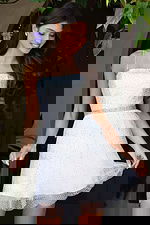 strapless white dress with crystal jeweled belt K45723