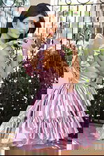 back of metallic short fit and flare dress K45724