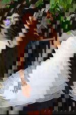 white ruffled fit and flare dress K45884