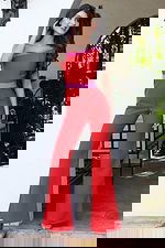 red and pink wide leg jumpsuit K46831