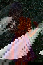 pink fit and flare pleated skirt dress K48024