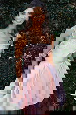 Beaded strap bodice with flared satin skirt