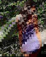 lilac fitted embellished short dress K49033