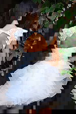 fit and flare ruffled skirt dress with open back K51611