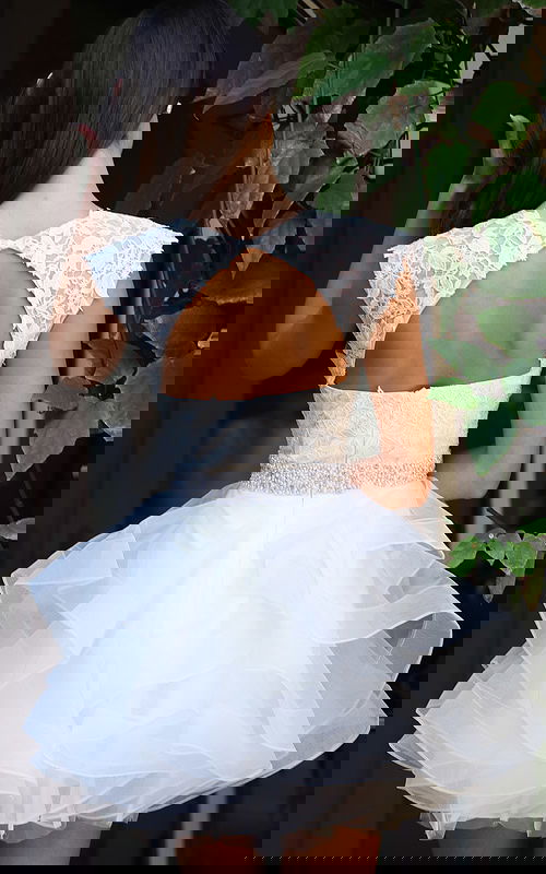 fit and flare ruffled skirt dress with open back K51611