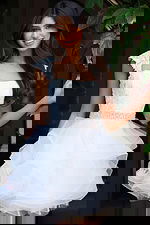 white fit and flare dress with ruffled skirt K51611