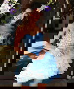 strapless corset bodice and ruffled skirt blue short dress K52181