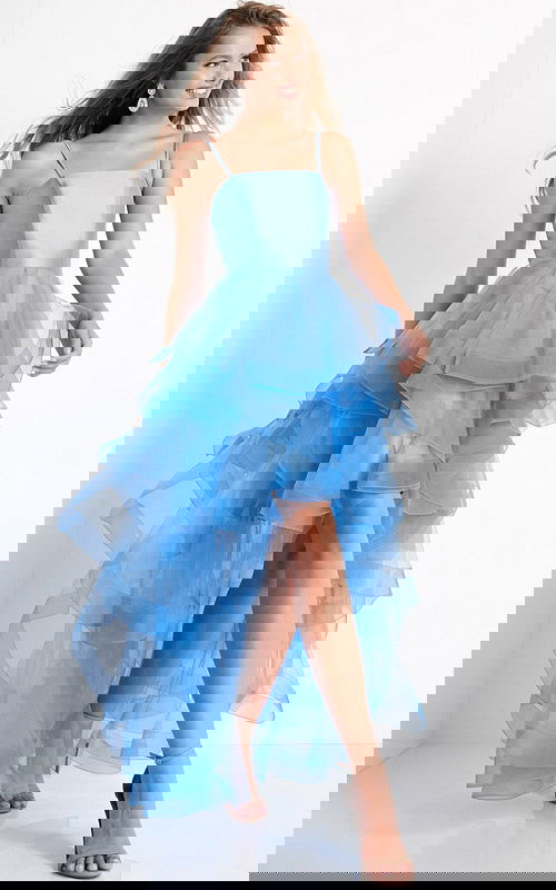 blue corset bodice ruffled skirt dress K66708