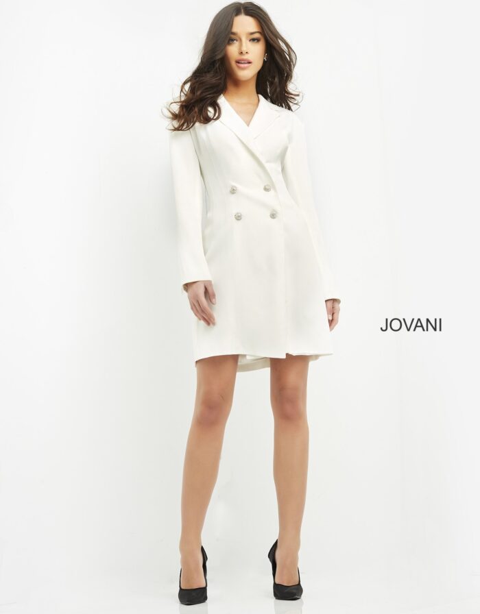 Jovani M1265 ivory dress full-length view with a sophisticated A-line silhouette.