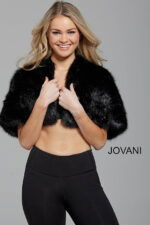 Jovani M50165 black dress from the front angle.