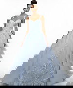 blue a line dress Q39393