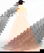 pink tulle dress with floral details Q43431