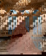 blush emboridery ball gown Q43431