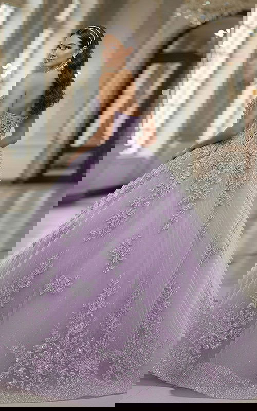 lavendar emellished ball gown Q43432