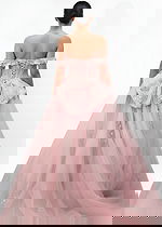 off the shoulder ball gown with bow details in the back