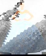 blue beaded ball gown  Q43437