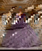 sweetheart neckline off shoulder poofy gown  Q43810