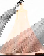 Lace-up back ball gown with embroidered details