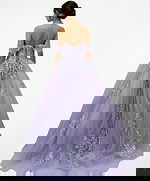  Ball Gown with Off Shoulder Floral Embellishments Q44960 - Image 3