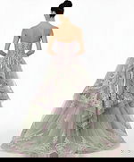 green and pink floral dress  Q45685