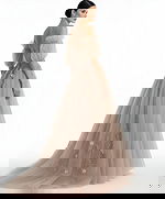 Ball Gown with Puff Sleeves and Floral Embroidery Q46662 - Image 6