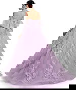 lavendar puffy sleeves dress   Q46664