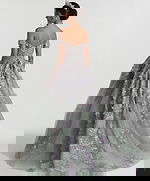 off the shoulder green dress  Q46665