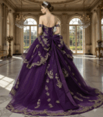 purple and gold ball gown  Q48439