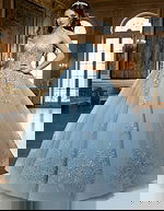 blue embellished ball gown Q49712