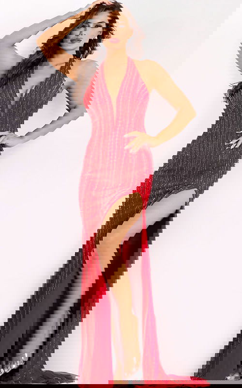 Glamorous fitted sheath gown with sparkling bead embellishments