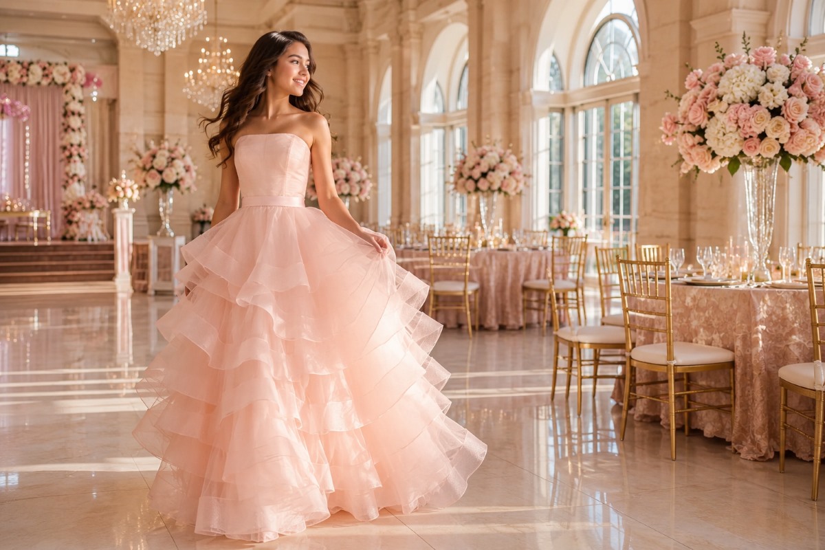 Blush pink Bat Mitzvah celebration entrance
