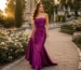 Berry mermaid gown in romantic garden