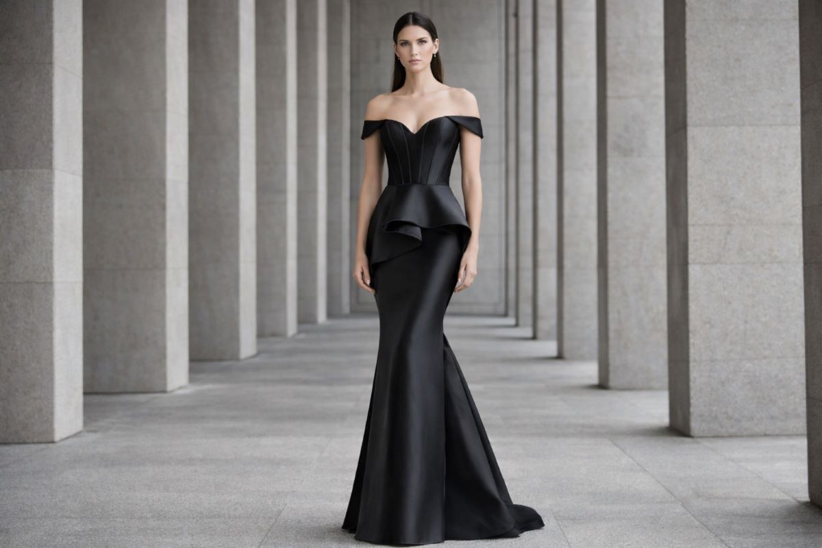Structured black mermaid gown