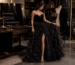 Black velvet gown in couture atelier