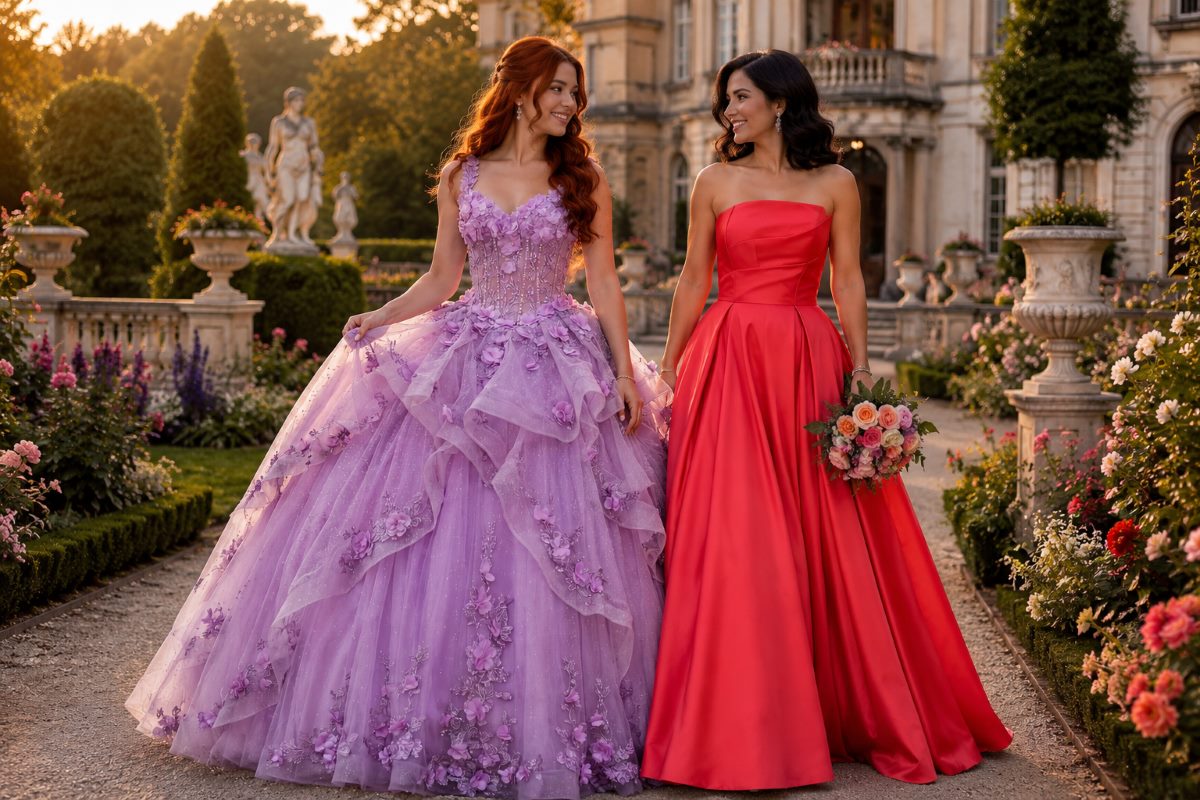 Complementary mother daughter Sweet 16 gowns