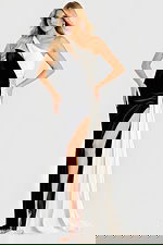 one shoulder black and white dress 42140