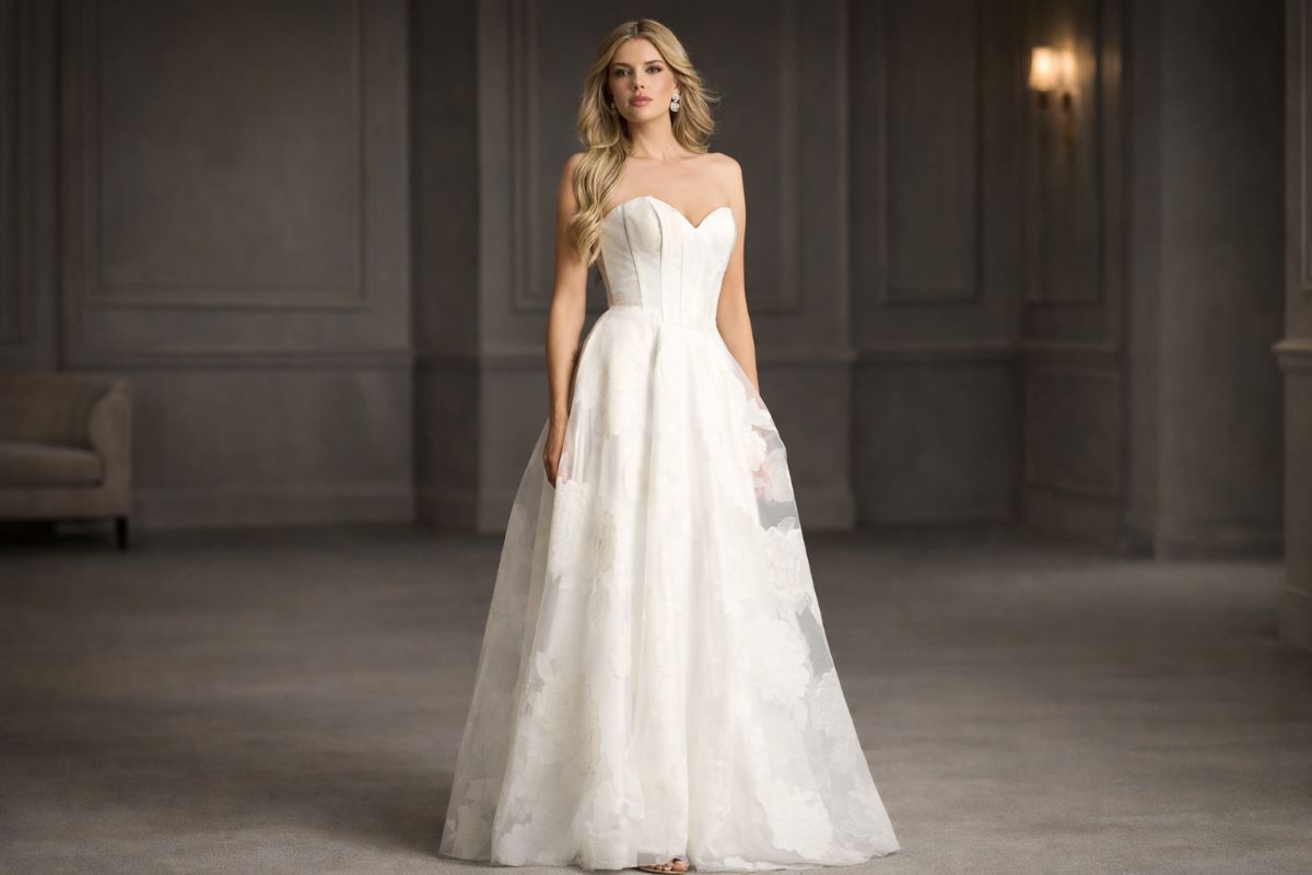 Evening gown styling with shoes and accessories