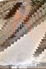 back of lace ball gown wedding dress JB49120