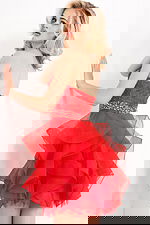 Jovani K3099 Red Embellished Belt Strapless Girls Dress