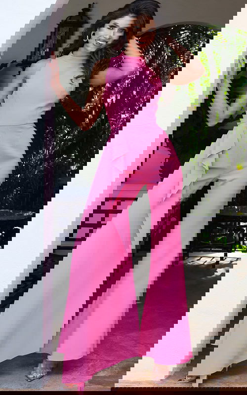 high neck sleeveless wide leg jumpsuit k50374