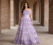 Lilac tiered plus size evening gown full body