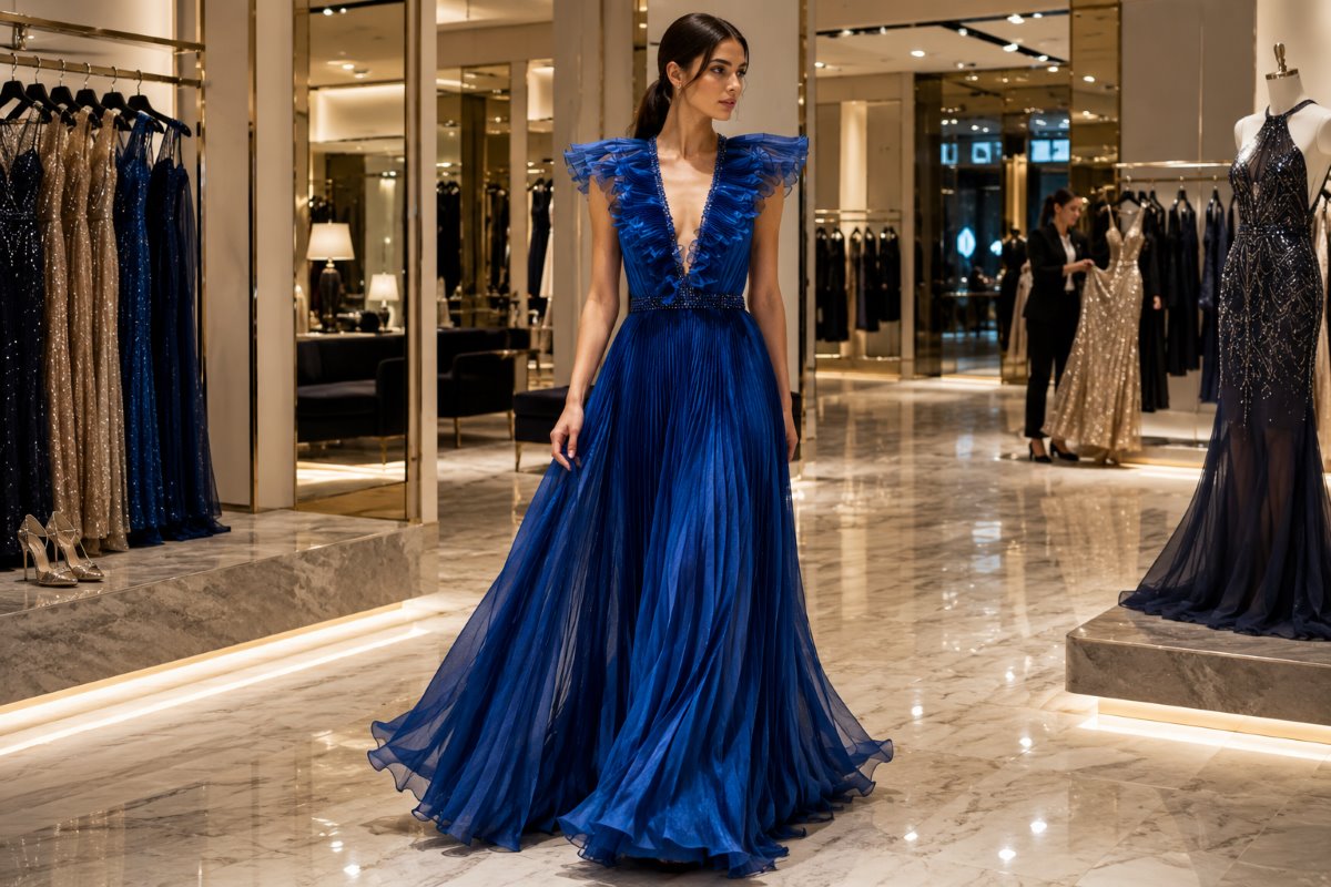 Luxury ready to wear blue gown