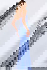 Light blue sequin gown with slit 48488