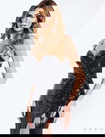 zoom picture of beaded high slit black dress 48344