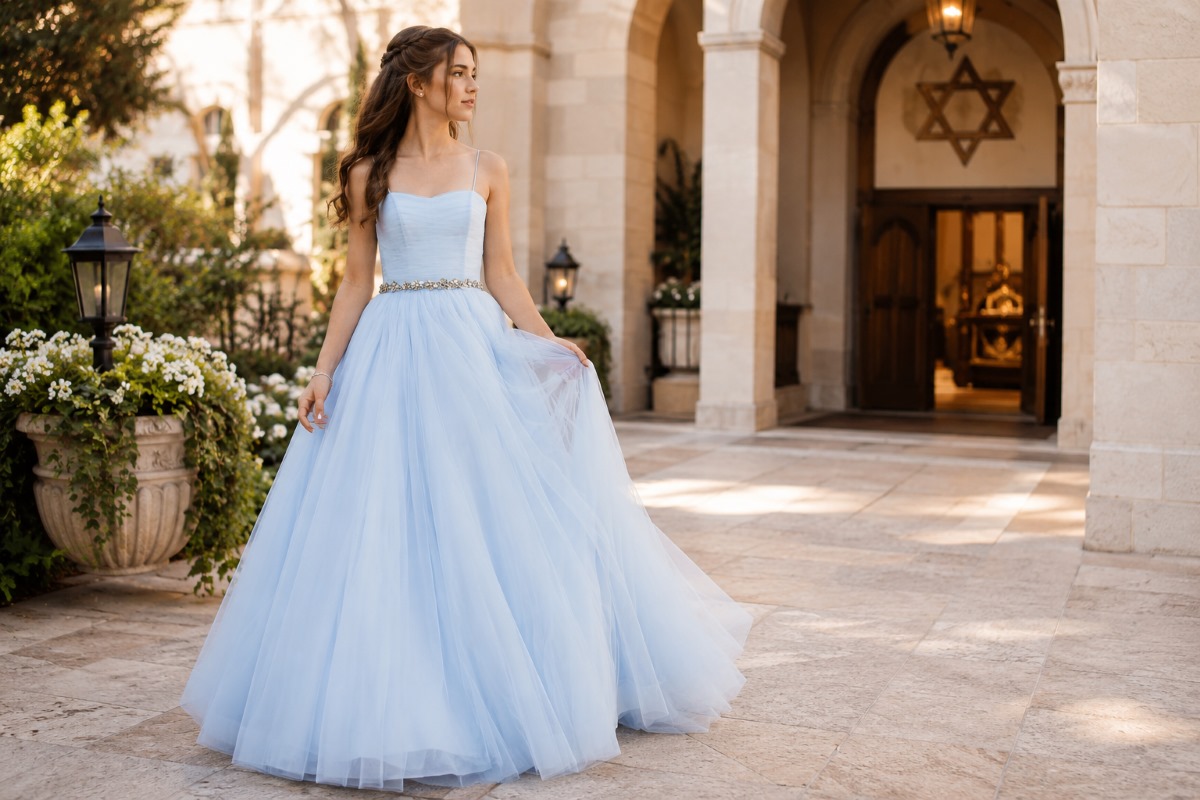 Powder blue Bat Mitzvah morning gown