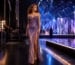 Purple crystal pageant gown runway preparation