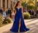 Royal blue graduation gown after ceremony