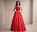 Strapless structured evening gown with full skirt