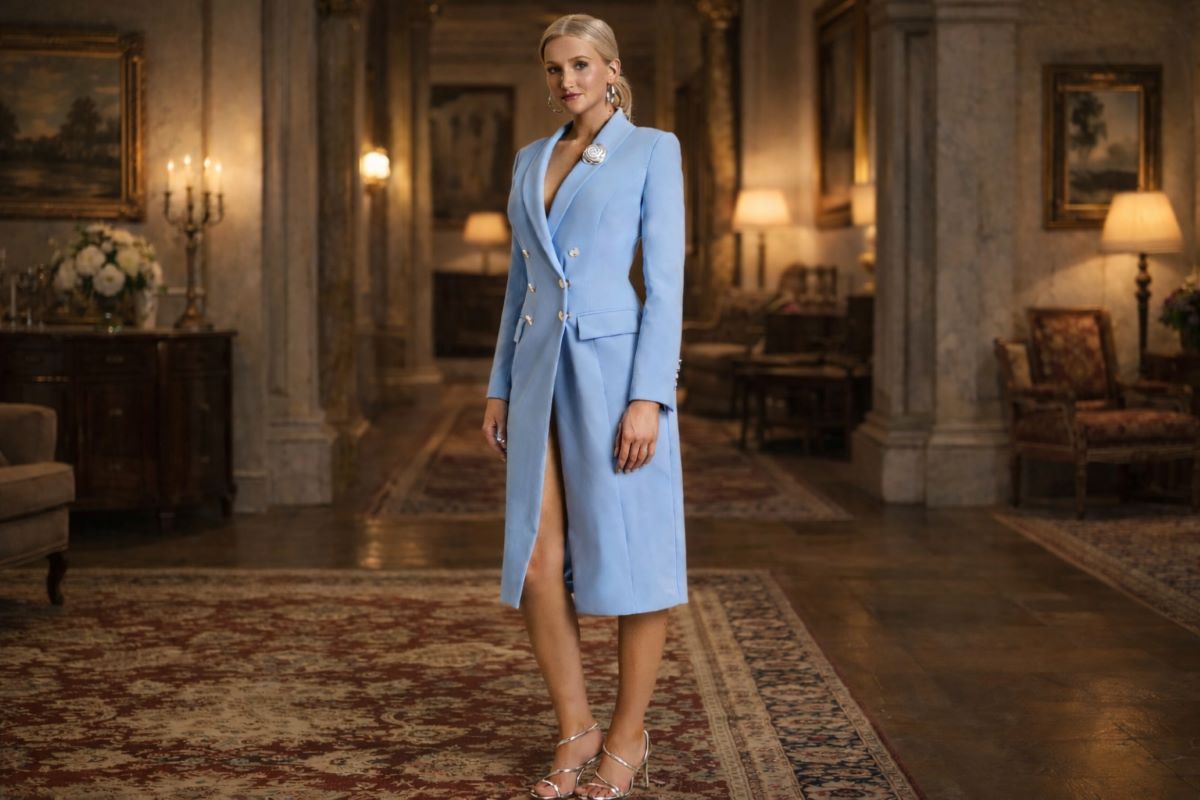 Structured knee length coat dress